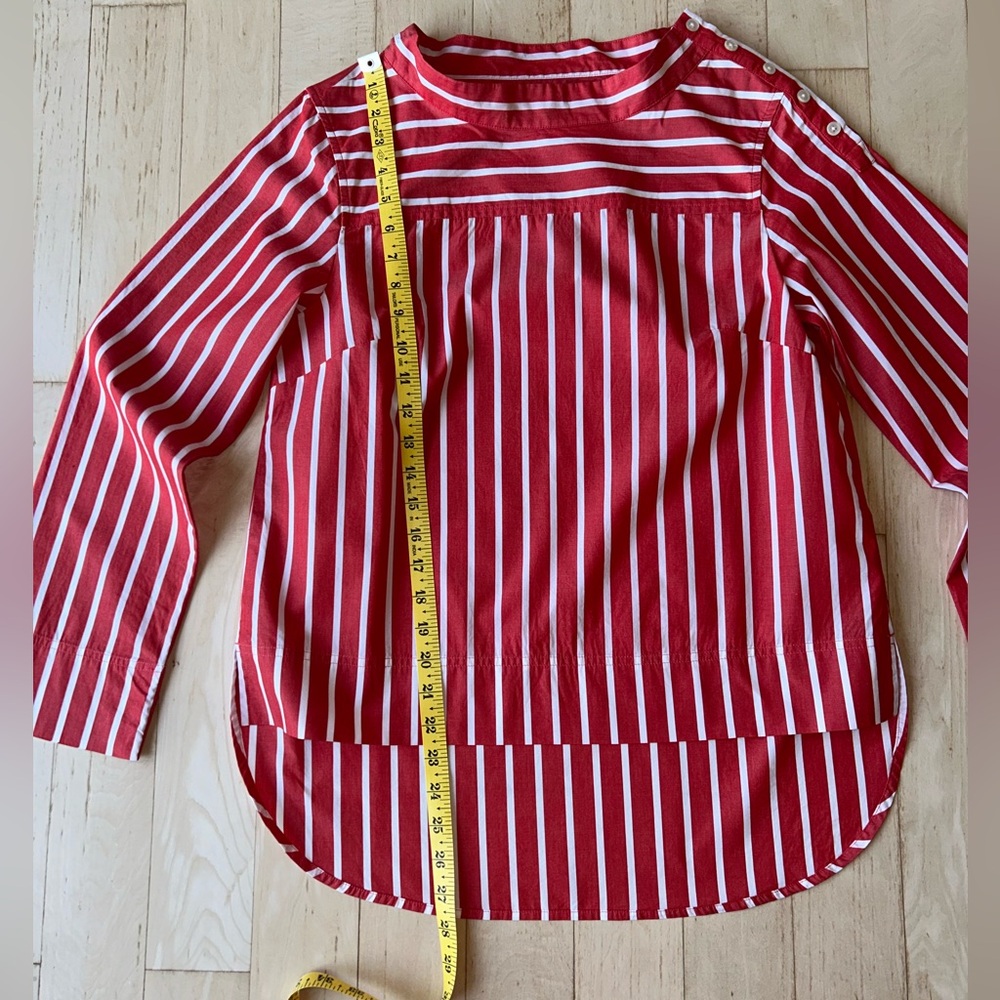 J. Crew Women’s Striped Funnel Neck Top Cotton Poplin Maddie Ceris Stripe Size 4 - Picture 9 of 16